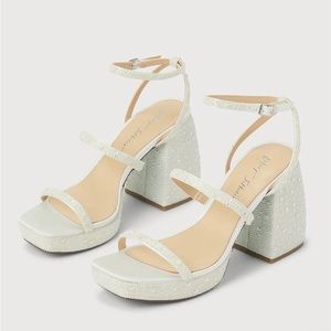 SB-Denni White Pearl Platform Ankle Strap High Heels